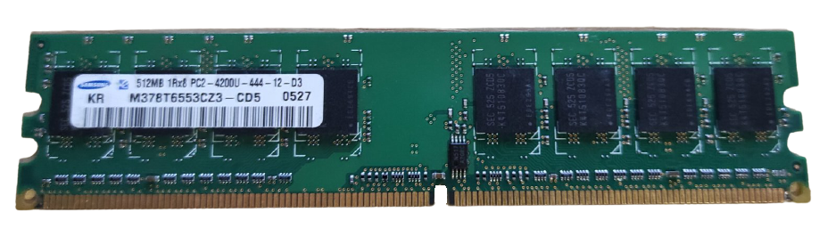 Samsung Refurbished RAM Dimm, DDR2, 512MB PC2-4200U-444 M378T6553CZ3-CD5