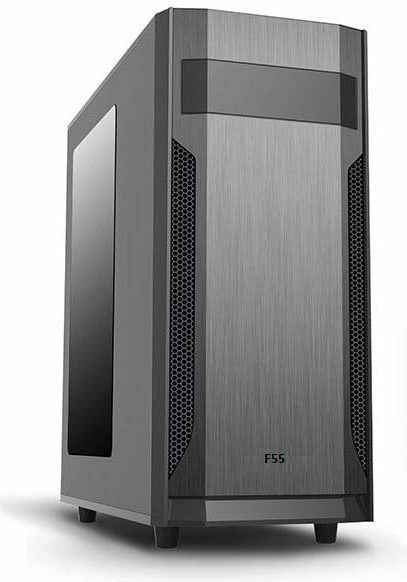 SUPERCASE PC CHASSIS F55A, MIDI TOWER ATX, BLACK, W/O PSU, 1x 8CM REAR FAN, 2YW.