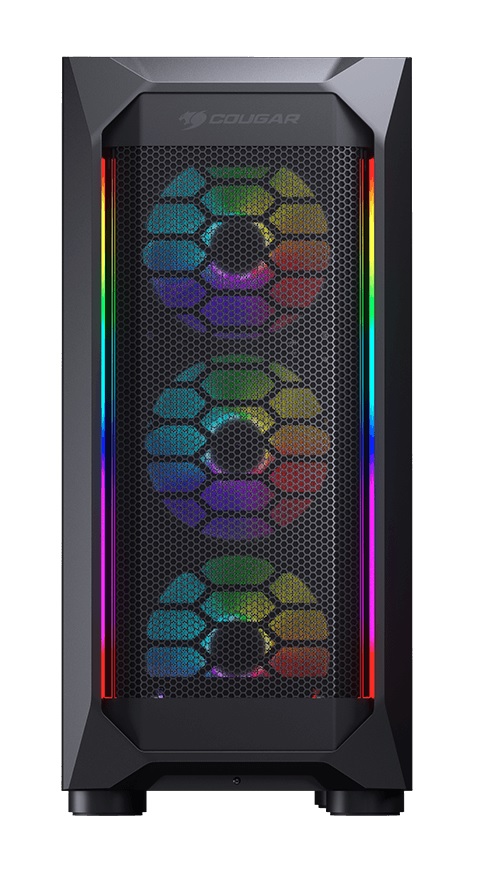 CC-COUGAR Case MX410 Mesh-G RGB Tempered Glass Middle ATX Black (4x120mm RGB fans preinstalled)