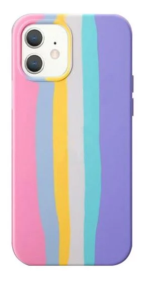 Back Cover iPhone 12 / 12 Pro Rainbow Stripes Pink