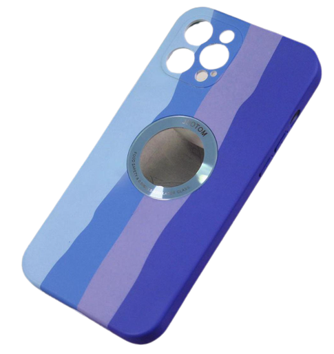 Back Cover iPhone 12 / 12 Pro Rainbow Stripes Blue JDOTOM