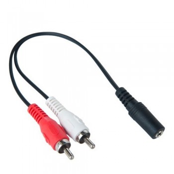 Powertech  3.5mm 3pin stereo jack (Female)  2x RCA (Male) 0.20m Black