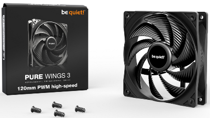 BEQUIET FAN PURE WINGS 3 120MM PWM HIGH-SPEED BL106, 2100RPM, 59,6CFM/101,2M3/H, 30,9dB, Lifespan 80000h, BLACK, 3YW,