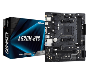 ASROCK MB A520M-HVS, SOCKET AMD AM4, CS AMD A520, 2 DIMM SOCKETS DDR4, DSUB/HDMI, LAN GIGABIT, MICRO-ATX, 2YW.