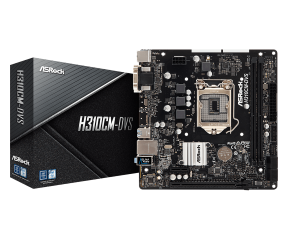 ASROCK MB H310CM-DVS, SOCKET INTEL LGA1151 8th/9th GEN, CS INTEL H310, 2 DIMM SOCKETS DDR4, DVI-D/D-SUB, LAN GIGABIT, MICRO-ATX, 2YW.