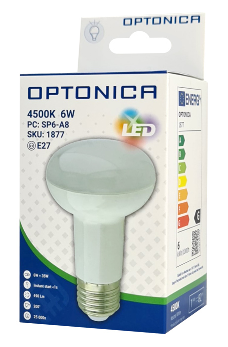 OPTONICA LED  R63 1877, 6W, 4500K, E27, 480lm OPT-1877