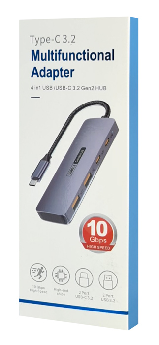 POWERTECH USB hub CAB-UC082, 4x θυρών, 10Gbps, USB-C σύνδεση, γκρι CAB-UC082