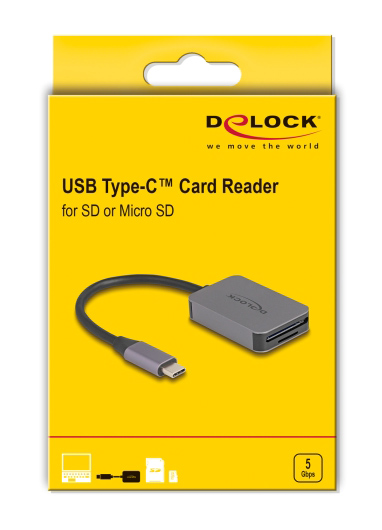 DELOCK card reader 91009  SD & micro SD, USB-C, 5 Gbps,  91009