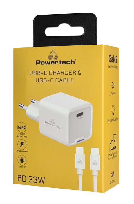 POWERTECH   PT-1225  , USB-C, 33W, GaN,  PT-1225