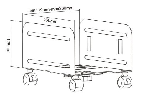 POWERTECH βάση PC PT-1329 με ροδάκια, universal, μεταλλική, έως 10kg PT-1329