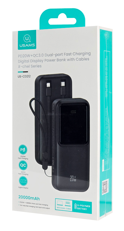 USAMS power bank US-CD212  , 4x , 20000mAh, 20W,  20KCD21201