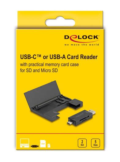 DELOCK card reader 91014  SD & micro SD,  , USB/USB-C, 5Gbps,  91014