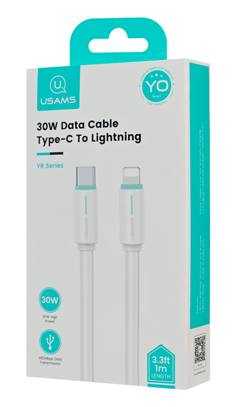 USAMS  Lightning  USB-C US-SJ735, 30W, 480Mbps, 1m,  SJ735USB02