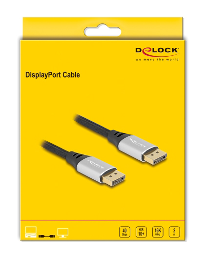 DELOCK  DisplayPort 2.1 80634, 16K/60Hz, 40 Gbps, 2m,  80634