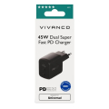 VIVANCO TRAVEL CHARGER PD 45W DUAL GaN black