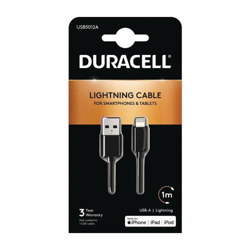   USB 2.0 Duracell USB A  MFI Lightning 1m 