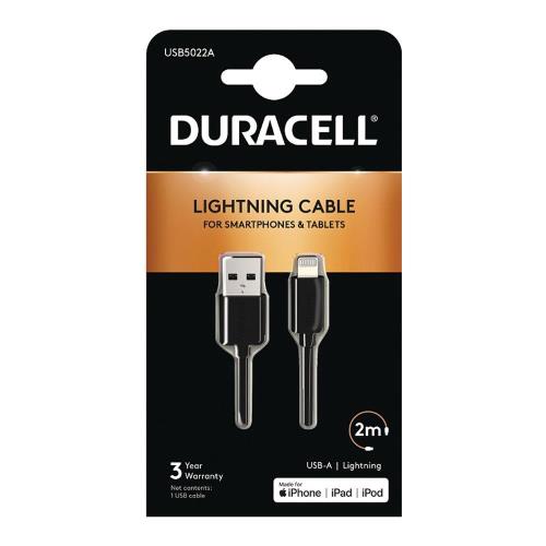   USB 2.0 Duracell USB A  MFI Lightning 2m 