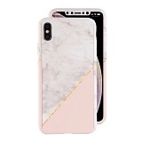 360 Full Cover Marble & Temp.Glass iPhone X/XS MC8 White/Pink