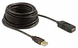 DELOCK καλώδιο USB 2.0 αρσενικό σε θηλυκό 82446, active, 10m, μαύρο 82446