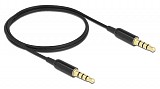 DELOCK καλώδιο 3.5mm 66075, CTIA, 32AWG, 0.5m, μαύρο 66075