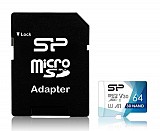 SILICON POWER κάρτα μνήμης microSDXC Superior Pro, 64GB, Class 10 UHS-I U3 A1 V30 SP064GBSTXDU3V20AB