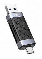 ORICO card reader CD2D-AC3  SD & Micro SD, USB-C & USB 3.0,  CD2D-AC3-BK-EP