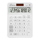 MediaRange Calculator with tax function, 12-digit LCD, solar and battery powered, white (MROS191)