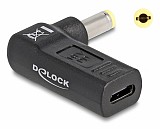 DELOCK αντάπτορας τροφοδοσίας 60011, USB-C σε 5.5x2.5mm, 90°, μαύρος 60011