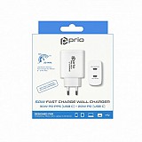 Prio Type-C Wall Adapter 50W PD 30W PD PPS (USB C) + 20W PD (USB C) White