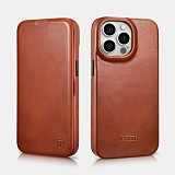 iCarer AKI 14220706 iPhone 14 Pro Curved Edge Leather Folio Brown