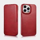 iCarer AKI 14220706 iPhone 14 Pro Curved Edge Leather Folio Red