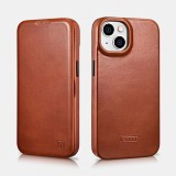 iCarer AKI 14220707 iPhone 14 Plus Curved Edge Leather Folio Brown