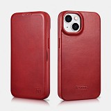 iCarer AKI 14220707 iPhone 14 Plus Curved Edge Leather Folio Red