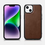 iCarer WMI14220717 iPhone 14 Genuine Leather TPU Back Cover Dark Brown