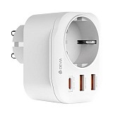  Devia WW09-F-PD Auto Power 1AC & 3  USB (2x USB A, 1x USB C) PD QC 20W Smart 