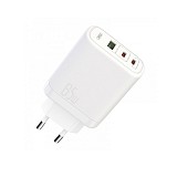 XO - CE04 wall charger 65W 2xUSB-C, USB-A white