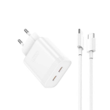 XO - L105 wall charger 2xUSB-C 35W + TYPE-C Cable WHITE