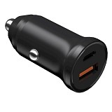 car charger Smart Mini PD QC 3.0 30W 1x USB-C 1x USB black (30W)