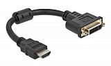 DELOCK αντάπτορας HDMI σε DVI 65206, 4K/30Hz, 20cm, μαύρος 65206