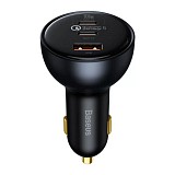 Baseus Car Charger - USB + 2xType C - QC5 PD 160W with Type C to Type C (TZCCZM-0G) grey