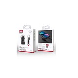 XO - CC48 CAR CHARGER 12V 12W, 2.4A, 2xUSB-A,Steel + Type-C, Black