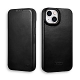 iCarer KJI 14220701 iPhone 14 Curved Edge Leather Folio with Magsafe Black