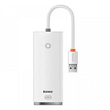 Baseus Lite Series Hub 4in1 USB To 4x USB 3.0, 25cm White (WKQX030002) (BASWKQX030002)