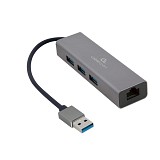 Gembird USB 3.0 Hub 3 Θυρών με σύνδεση USB-A Γκρι (A-AMU3-LAN-01) (GEMA-AMU3-LAN-01)