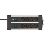 Brennenstuhl Premium-Alu-Line Technics extension lead 8-way Duo black 3m H05VV-F 3G1.5 with every 4 sockets switched (1391000908) (BNN1391000908)