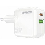 BLUE POWER TRAVEL CHARGER USB + PD 30W white