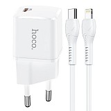 HOCO TRAVEL CHARGER N10 PD 20W + DATA CABLE LIGHTNING white