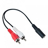 Powertech  3.5mm 3pin stereo jack (Female)  2x RCA (Male) 0.20m Black