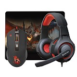 DEFENDER MHP-006 DEVOURER GAMING SET MOUSE + HEADPHONES + MOUSEPAD