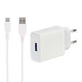 VIVANCO TRAVEL CHARGER QUICKCHARGE 3 18W + DATA TYPE C white